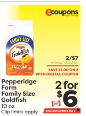 Weis Markets Pepperidge farm family size goldfish offer