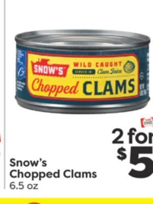 Weis Markets Snow's chopped clams offer