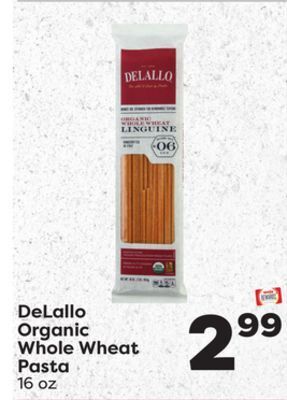 Weis Markets Delallo organic whole wheat pasta offer