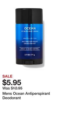 Bath & Body Works Mens ocean antiperspirant deodorant offer