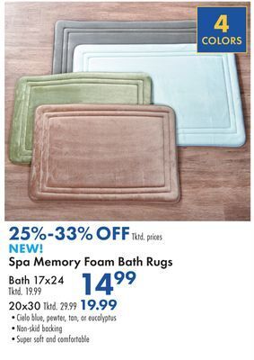 Boscov's Spa memory foam bath rugs offer