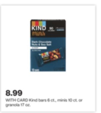 CVS Kind bars 6 ct., minis 10 ct. or granola 17 oz offer