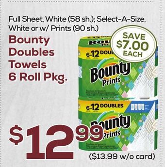DeCicco & Sons Bounty doubles towels 6 roll pkg offer