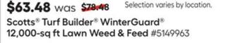 Lowe's Scotts turf builder winterguard 12, 000-sq ft lawn weed & feed offer