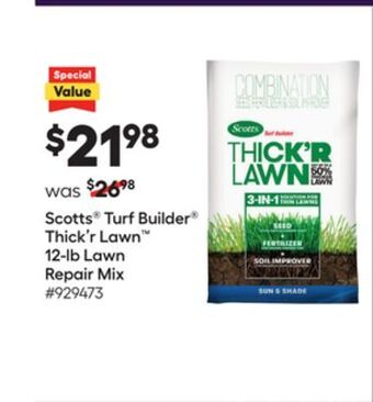 Lowe's Scotts turf builder thick'r lawn 12-lb lawn repair mix offer