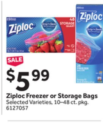 Stop&Shop Ziploc freezer or storage bags offer