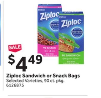 Stop&Shop Ziploc sandwich or snack bags offer