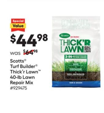 Lowe's Turf builder thick'r lawn 40-lb lawn repair mix offer