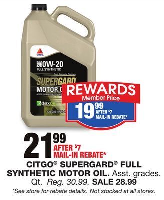 Blain's Farm & Fleet Citgo supergard full synthetic motor oil offer