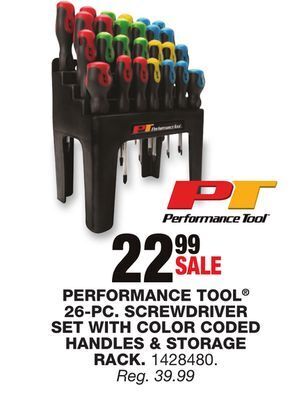 Blain's Farm & Fleet Performance tool 26-pc. screwdriver set with color coded handles & storage rack offer
