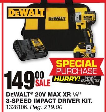 Blain's Farm & Fleet Dewalt 20v max xr ¼ 3-speed impact driver kit offer