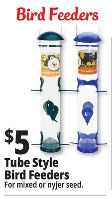 Ocean State Job Lot Tube style bird feeders offer