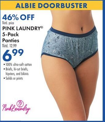 Boscov's Pink laundry 5-pack panties offer