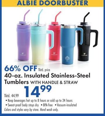 Boscov's 40-oz. insulated stainless-steel tumblers offer