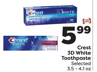 Weis Markets Crest 3d white toothpaste offer