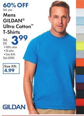 Boscov's Mens gildan ultra cotton t-shirts offer