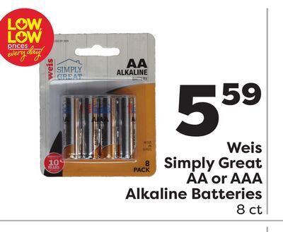 Weis Markets Weis simply great aa or aaa alkaline batteries offer