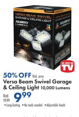Boscov's Versa beam swivel garage & ceiling light offer