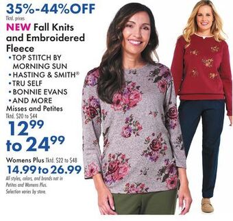 Boscov's Fall knits and embroidered fleece offer