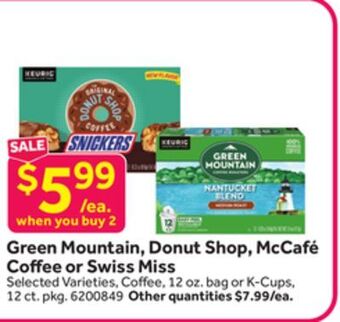 Stop&Shop Green mountain, donut shop, mccafé coffee or swiss miss offer