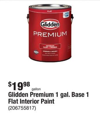 The Home Depot Glidden premium 1 gal. base 1 flat interior paint offer