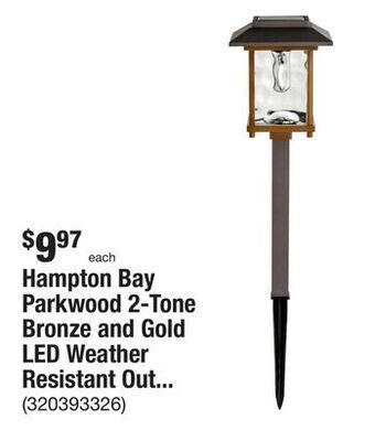 The Home Depot Hampton bay parkwood 2-tone bronze and gold led weather resistant outdoor solar path light with water glass lens and vintage offer