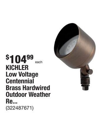 The Home Depot Kichler low voltage centennial brass hardwired outdoor weather resistant spotlight with no bulbs included offer