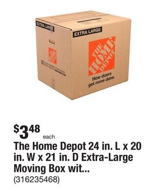 The Home Depot The home depot 24 in. l x 20 in. w x 21 in. d extra-large moving box with handles offer