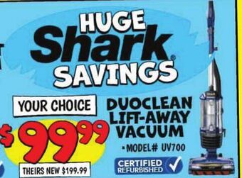 Ollie's Shark duoclean lift-away vacuum offer