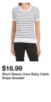 TJ Maxx Short sleeve crew baby cable stripe sweater offer