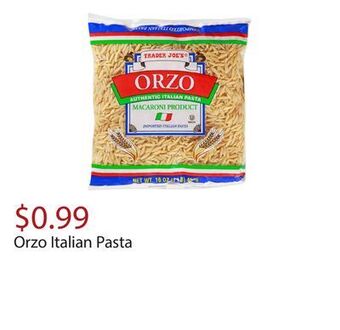 Trader Joe's Orzo italian pasta offer