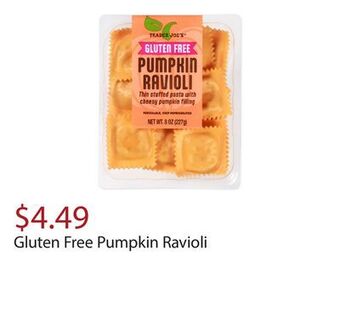 Trader Joe's Gluten free pumpkin ravioli offer