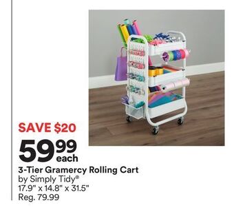 Michaels 3-tier gramercy rolling cart by simply tidy offer