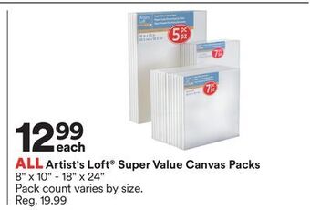 Michaels All artist's loft super value canvas packs offer