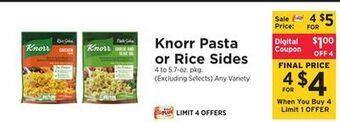 ShopRite Pasta or rice sides offer
