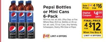 ShopRite Bottles or mini cans 6-pack offer