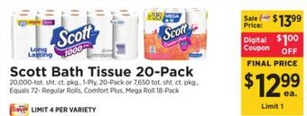 ShopRite Bath tissue 20-pack offer