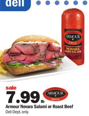 Meijer Armour novara salami or roast beef offer