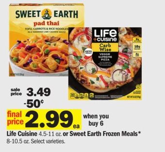 Meijer Life cuisine 4.5-11 oz. or sweet earth frozen meals* 8-10.5 oz offer