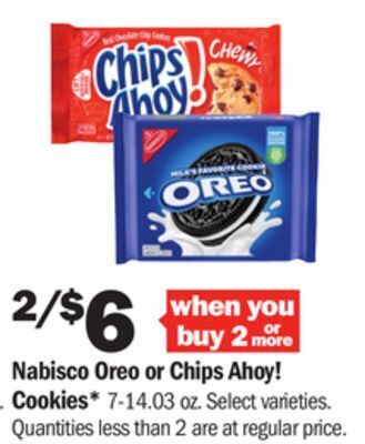Meijer Nabisco oreo or chips ahoy! cookies offer