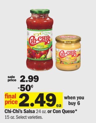 Meijer Chi-chi's salsa 24 oz. or con queso* 15 oz offer
