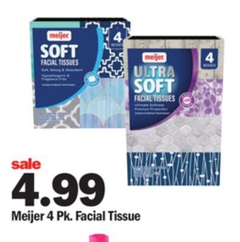 Meijer Meijer 4 pk. facial tissue offer
