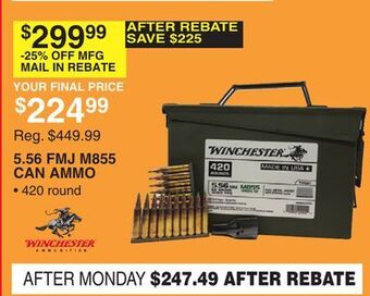 Dunham's Sports Winchester 5.56 fmj m855 can ammo offer