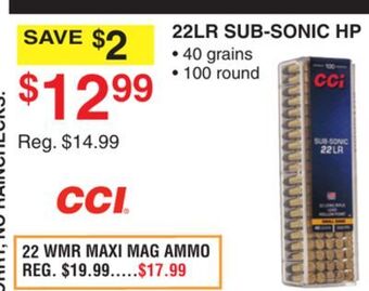 Dunham's Sports Cci 22lr sub-sonic hp offer