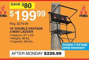 Dunham's Sports Primal 18' double vantage 2-man ladder offer