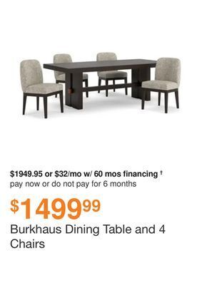 Ashley Furniture Burkhaus dining table and 4 chairs offer