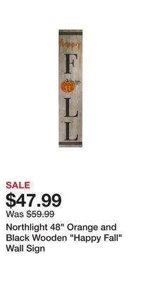 Northlight 48 orange and black wooden happy fall wall sign