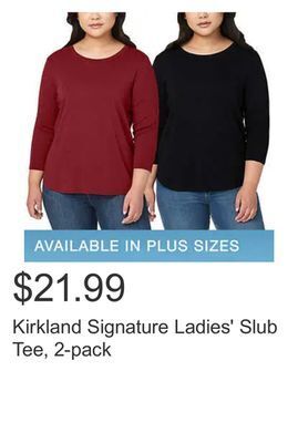 Costco Kirkland signature ladies' slub tee, 2-pack offer