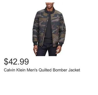 Costco Calvin klein men's quilted bomber jacket offer