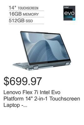 Costco Lenovo flex 7i intel evo platform 14 2-in-1 touchscreen laptop - 12th gen intel core i7-1255u - windows 11 offer